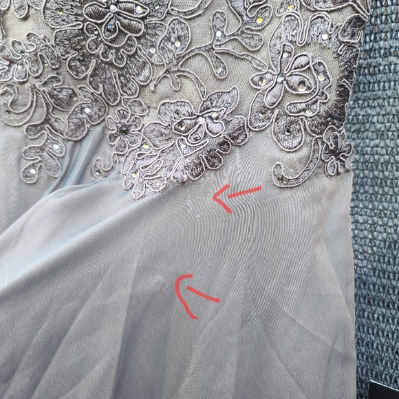 La Femme | Lace & Satin A-Line Gown In Cocoa Size 6 NWT Flawed - Picture 5 of 16